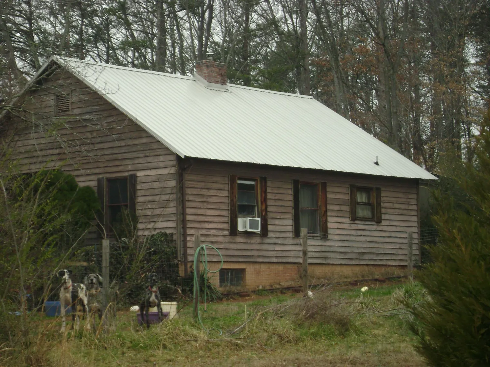 White metal roof on an old wood sided farmhouse, from a Asphalt Shingle Roof Repair job in Granite